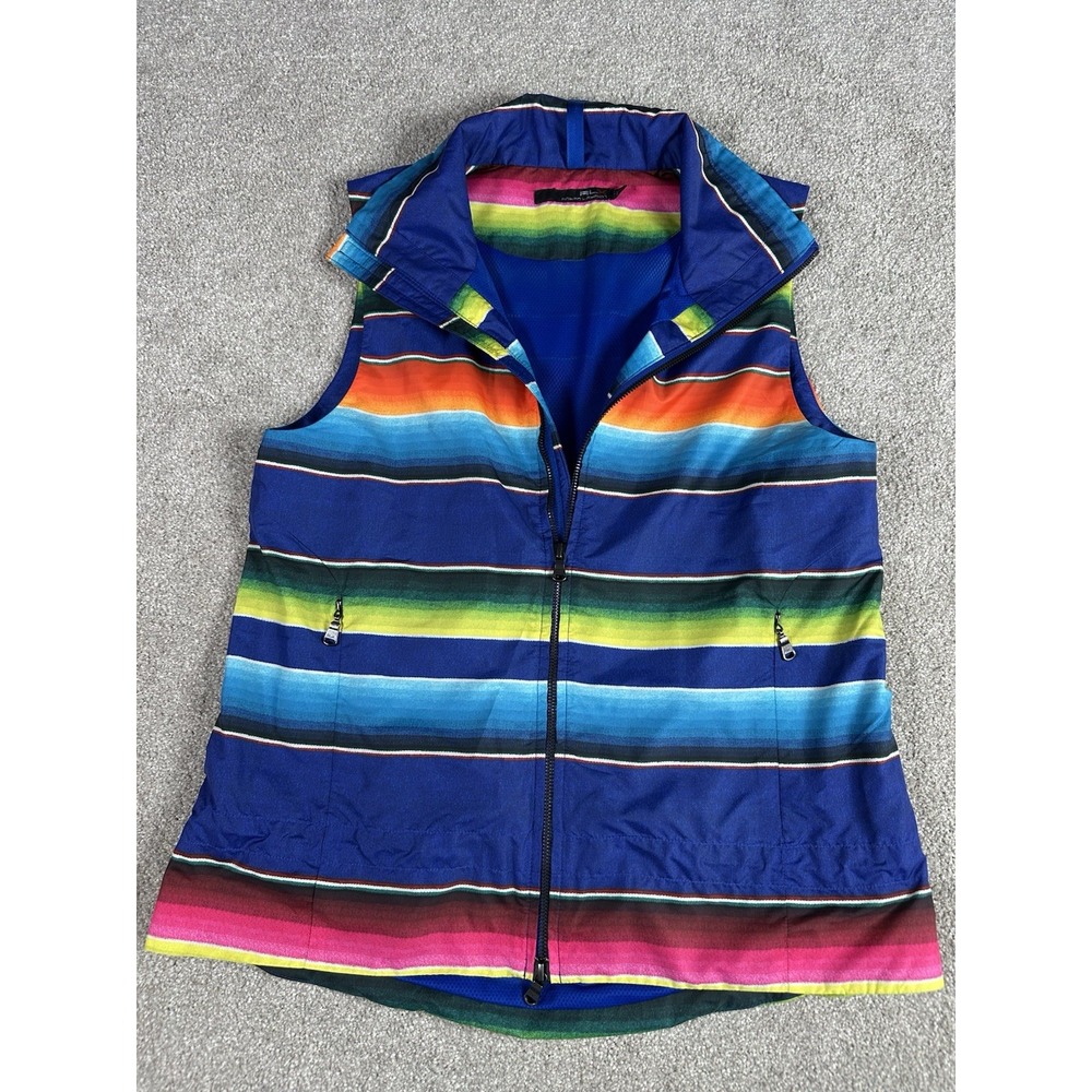 Ralph Lauren RLX Full Zip Vest Size S Multi Color Stripes Colorful‎ Cinch Waist
